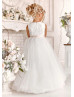 Ivory Flower Girl Dress Beaded Toddler First Communion Dress